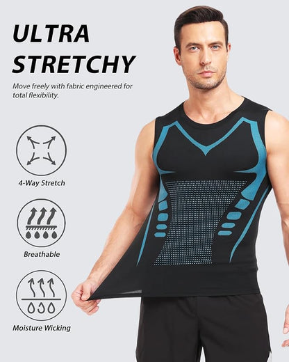 3Pack Mens Running Sport Tank Tops Dry Fit Gym Wicking Athletic Mesh Breathable Cool Workout Sleeveless Shirts Base Layer