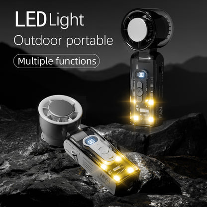 Portable LED Light Rechargeable Handheld Wearable Fan Digital Display Mini Personal Fan with Turbo Cooling for Travel