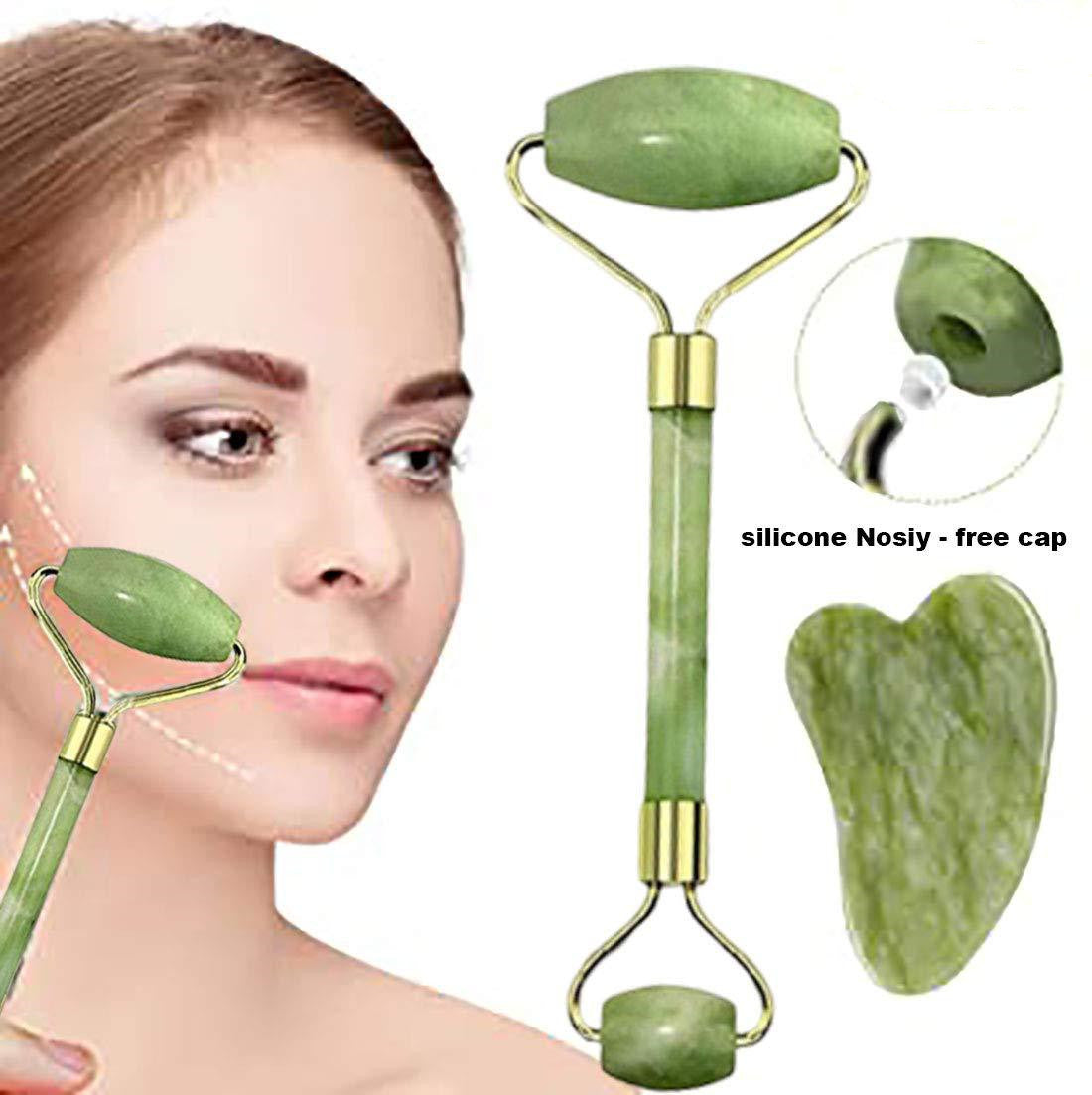 Jade Gua Sha Facial Massager Face Roller Set Anti-Breakage Long-Lasting Use Jawline Sculpting Puffiness Skin Care Tool